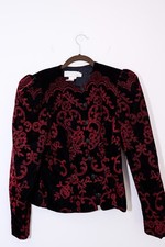 Scott McClintock Jacket Blazer 6 Black Red Velvet sparkly Event Eveningwear VTG