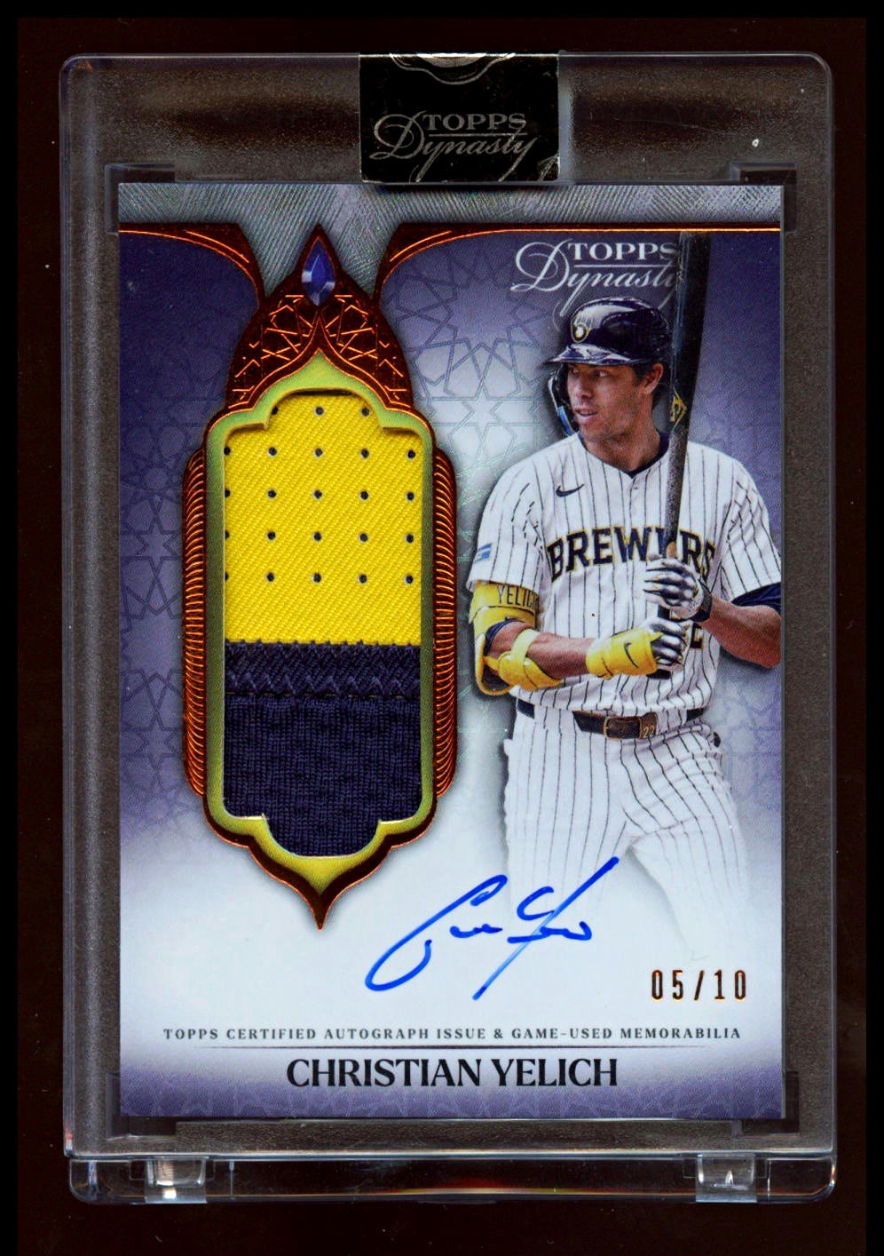 ⚾️🔥CHRISTIAN YELICH 2025 Topps Dynasty Vertical BEAUTIFUL Patch Auto SP /10🔥⚾️