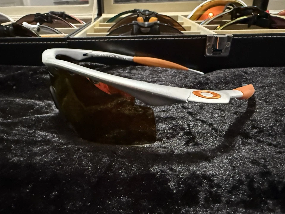 Marco Oakley Pro M naranja con calentador ventilado lentes de iridio Fire marcos plateados Foto 3 de 4