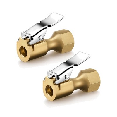 Efficient Tire Inflation Chucks - 2 Heavy Duty Air Chucks with Grip Clip