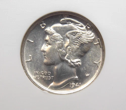 1941 "S" Mercury SILVER Dime 10c NGC MS66 FB #001 *FULL BANDS* Gem BU ECC&C Inc