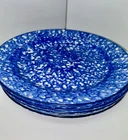 4   Vintage Hand Painted STANGL Pottery TOWN & COUNTRY BLUE 10.5" Dinner Plates