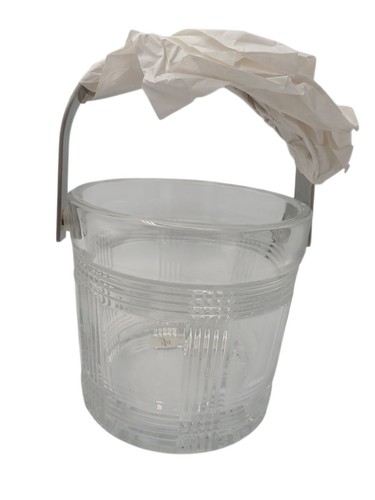 Ralph Lauren Crystal Glen Plaid Ice Bucket With Tongs/Box Vintage c. 1990 NIB - Picture 3 of 3