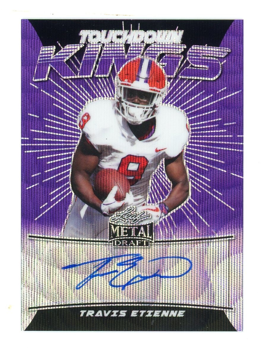 2021 Leaf Metal Draft Touchdown Kings- Travis Etienne #BA-TE1 Auto Purple 10/15 