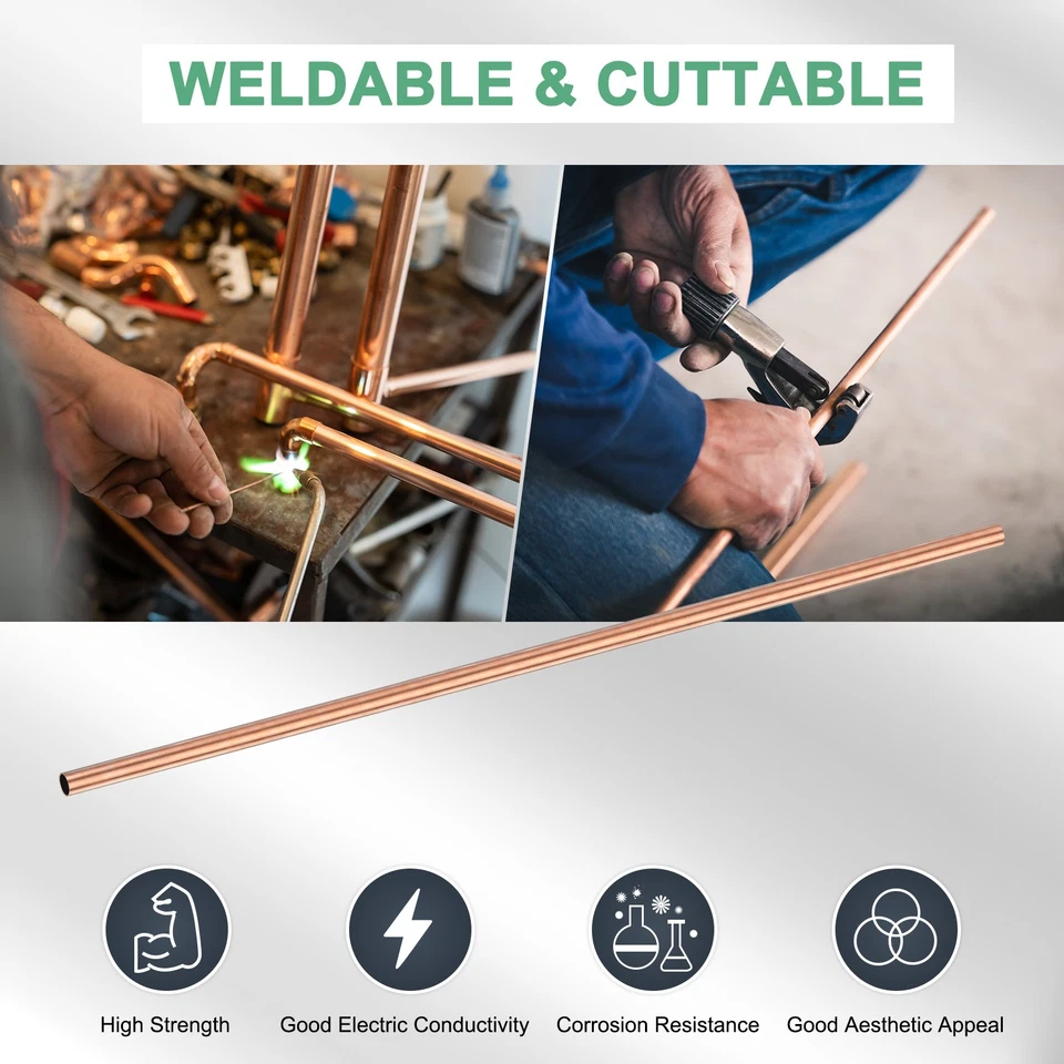 6 Pack Copper Round Tube, 2/3/4/5/6/7mm OD 0.2mm Thick 330mm Length Pipe - Image 4 of 4