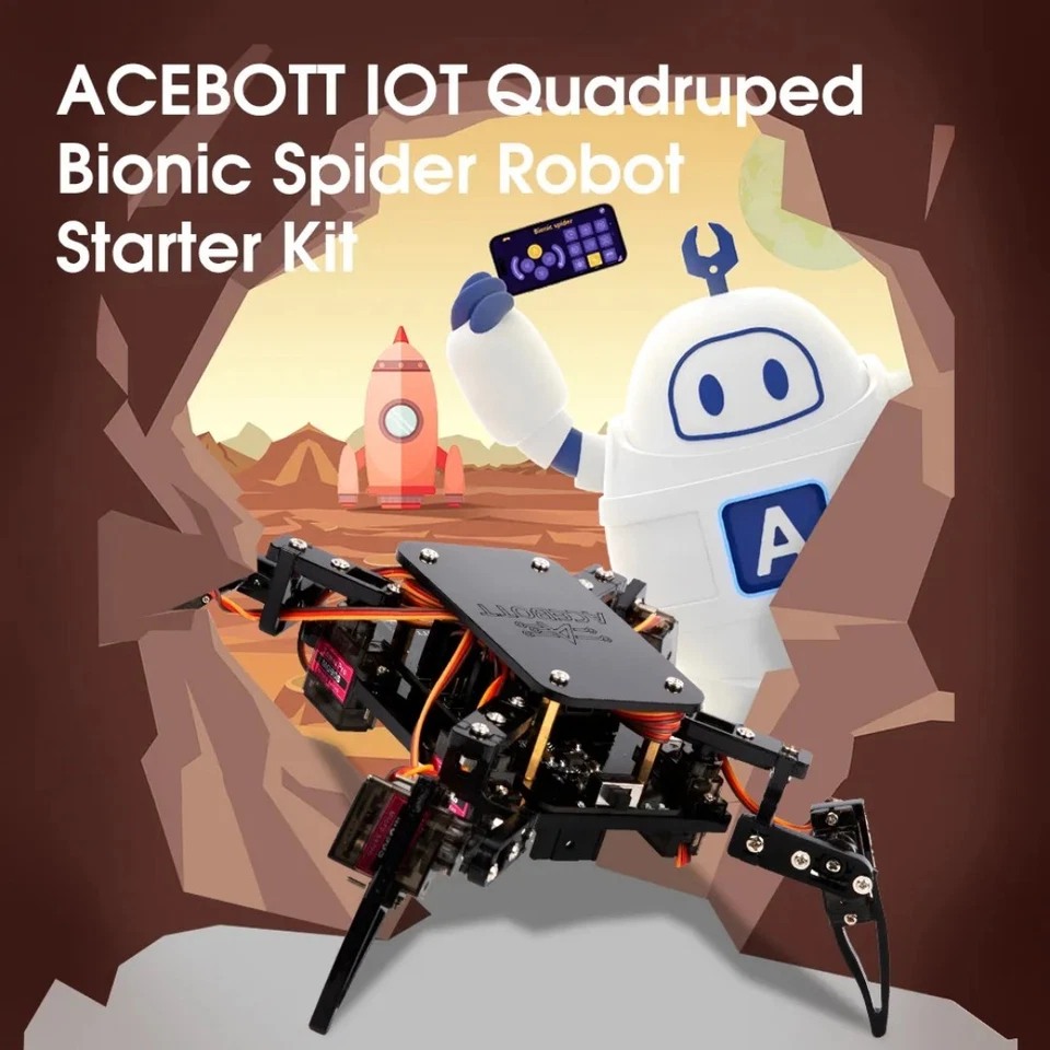 ACEBOTT ESP8266 Quadruped Spider Robot Kit STEM Arduino Coding Remote Control - Image 2 of 4