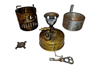 Vintage SVEA Optimus 123 Brass Canister Cook Stove with Key and Cup Portable