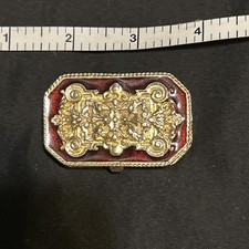 VTG 1974 Estee Lauder Solid Perfume Case Youth Dew Regency Compact Red/Gold