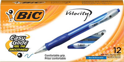 Velocity Retractable Ballpoint Pens, Medium Point (1.0 Mm), Blue Ink Pens, 12-Co