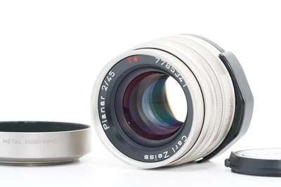 [ Mint ] Conax Carl Zeiss Planar T 45mm F2 Standard Af Objectif + Capuche De - Photo 1/4