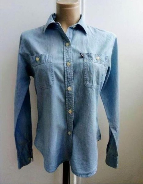 Women Polo Jeans Shirt Blue Denim 38 / M / 46