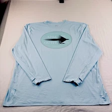 Simms Fishing Shirt Men 3XL Blue Solarflex Long Sleeve UFP50 Lightweight Stretch