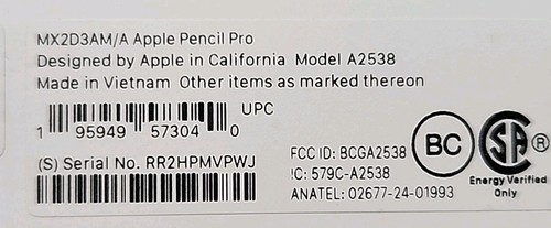 100% ORIGINAL Apple Pencil Pro White MX2D3AM/A - A2538 - EXCELLENT - 第 3/7 張圖片