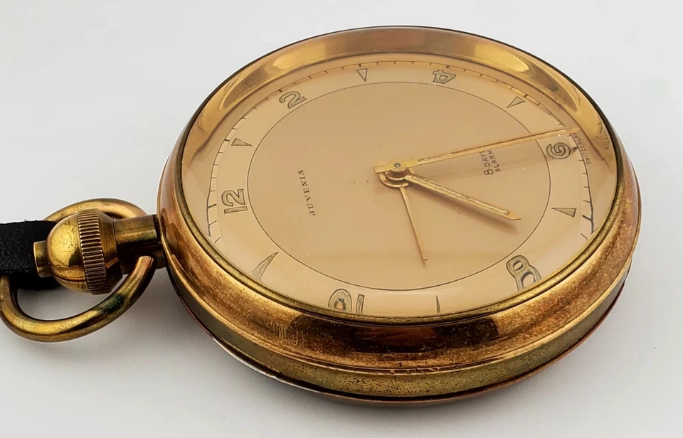 Huge Vintage Juvenia 8-Day Alarm Pocket Watch, 80mm - Image 3 of 4