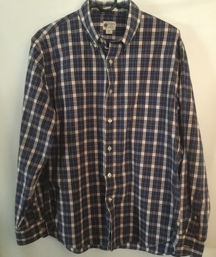 j crew shirt mens large tailored fit washed casual l/s blue