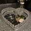thumbnail 1 - 25cm JEWELLED DIAMANTE HEART MIRROR TRAY HEART CANDLE PLATE  WEDDING TABLE TRAY