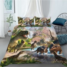 Dinosaur Kids Bedding Set Realistic Dinosaurs Duvet Cover Set for Kids Boys
