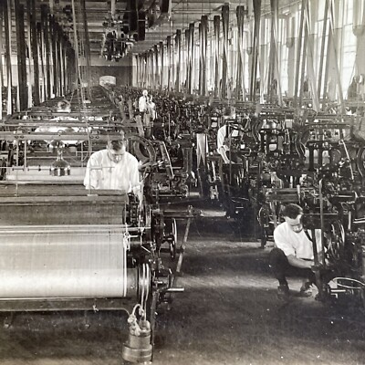 Antique 1909 Silk Factory Paterson New Jersey Stereoview Photo Card P1776