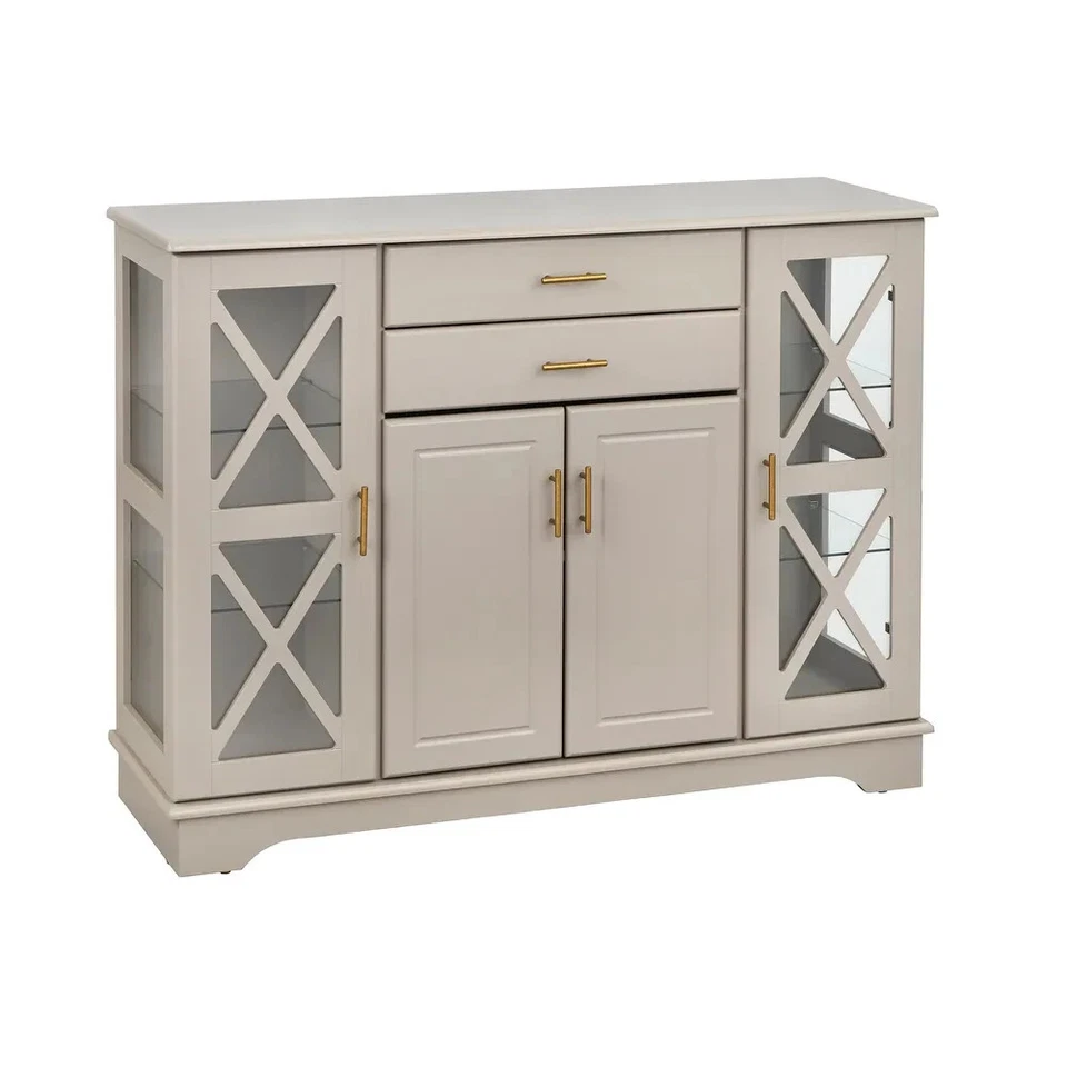 Buffet Cabinet Kitchen Dining Room Storage Organizer Sideboard Console White Fin - Image 4 of 4
