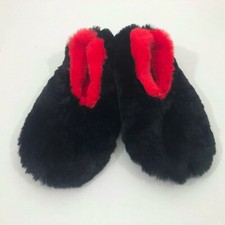 Snoozies Black With Red Kids Medium Shoe Size 2/3 Slippers Non-Slip