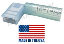25 BLUE 3M HEAT SHRINK FLAG TERMINALS WIRE CONNECTORS RIGHT ANGLE 16-14 AWG 1/4"