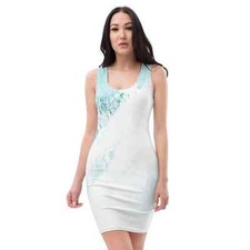 Womens Stretch Fit Bodycon Dress - Subtle Abstract Ocean Blue