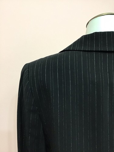 Linda Allard Ellen Tracy 8 Black Silver Pinstripes Designer Womens Blazer Jacket - Picture 6 of 9