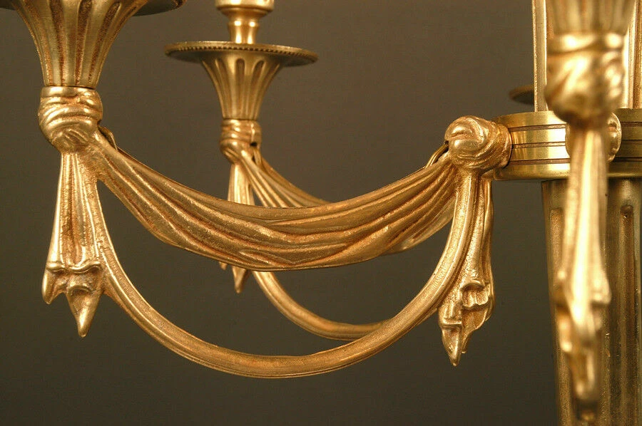 ~c1920's 2nd Empire style Gilt Bronze Swag Draped Maison Bagues Chandelier~ - Image 4 of 4