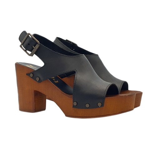 Sandali da donna Svedesi tacco 9 Made in italy - MY180 NERO | eBay