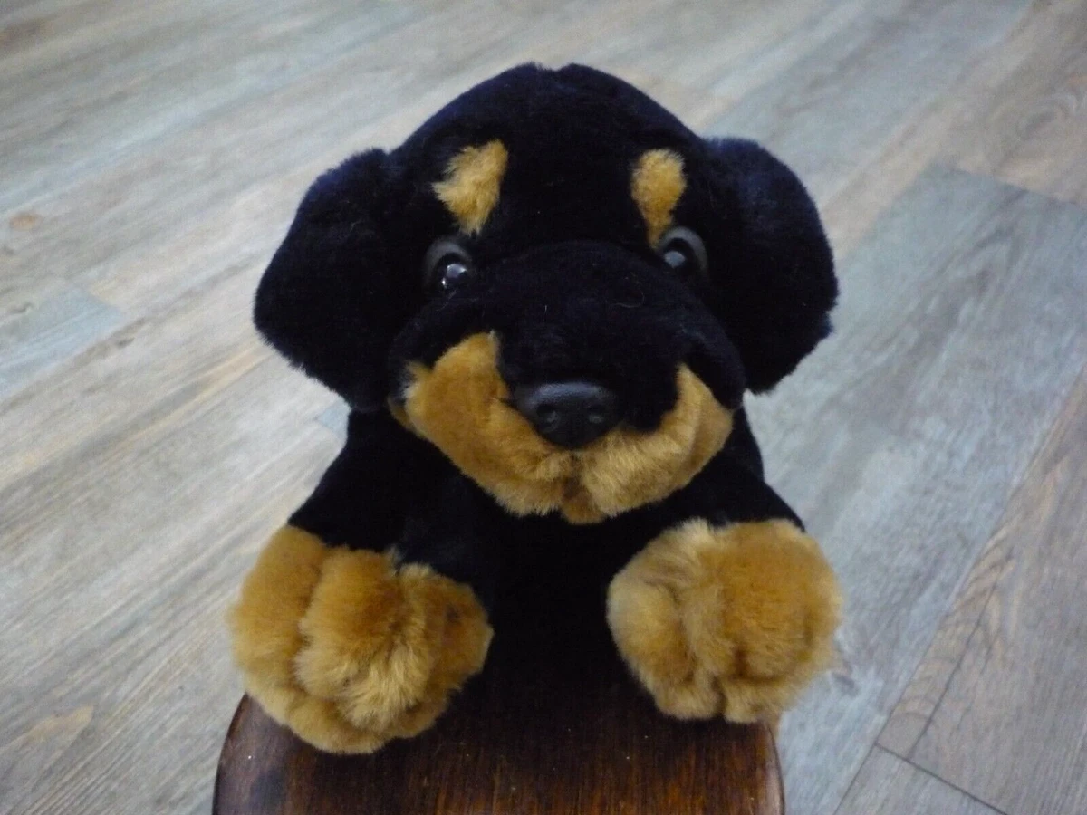 Simply Soft Collection Plush Black Tan Rottweiler Puppy Dog Keel Toys 32cm 12.5