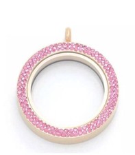 34 mm 316 Stainless Steel Double Crystal Living Memory Glass Charm Locket