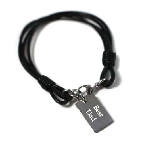 Pulsera de cuero grabada personalizada para hombres y mujeres dije nombre personalizado barra de identificación regalo - Imagen 20 de 41