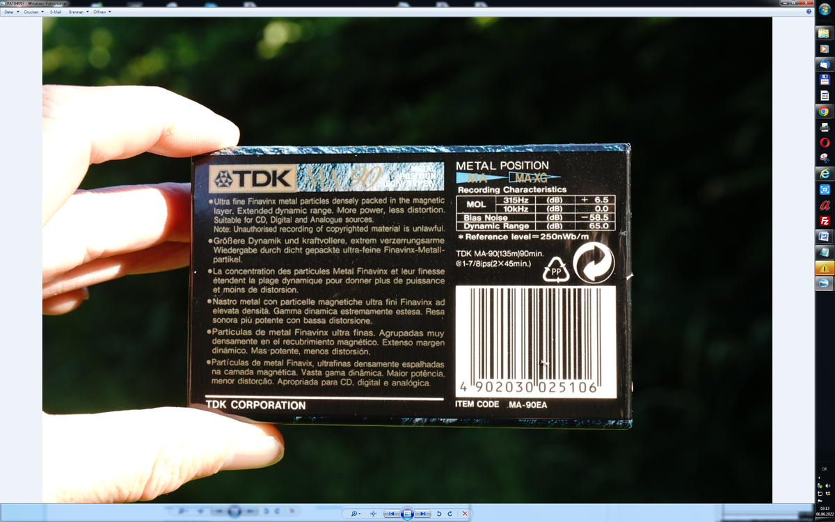 One TDK MA90 Cassette Tape - sealed. VIP international service