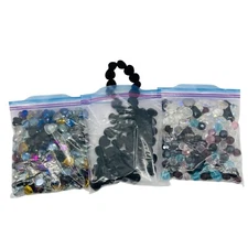 Hearts Czech Glass Beads Lot Rectangle Oval Black Velvet Hearts Chunky Rainbow