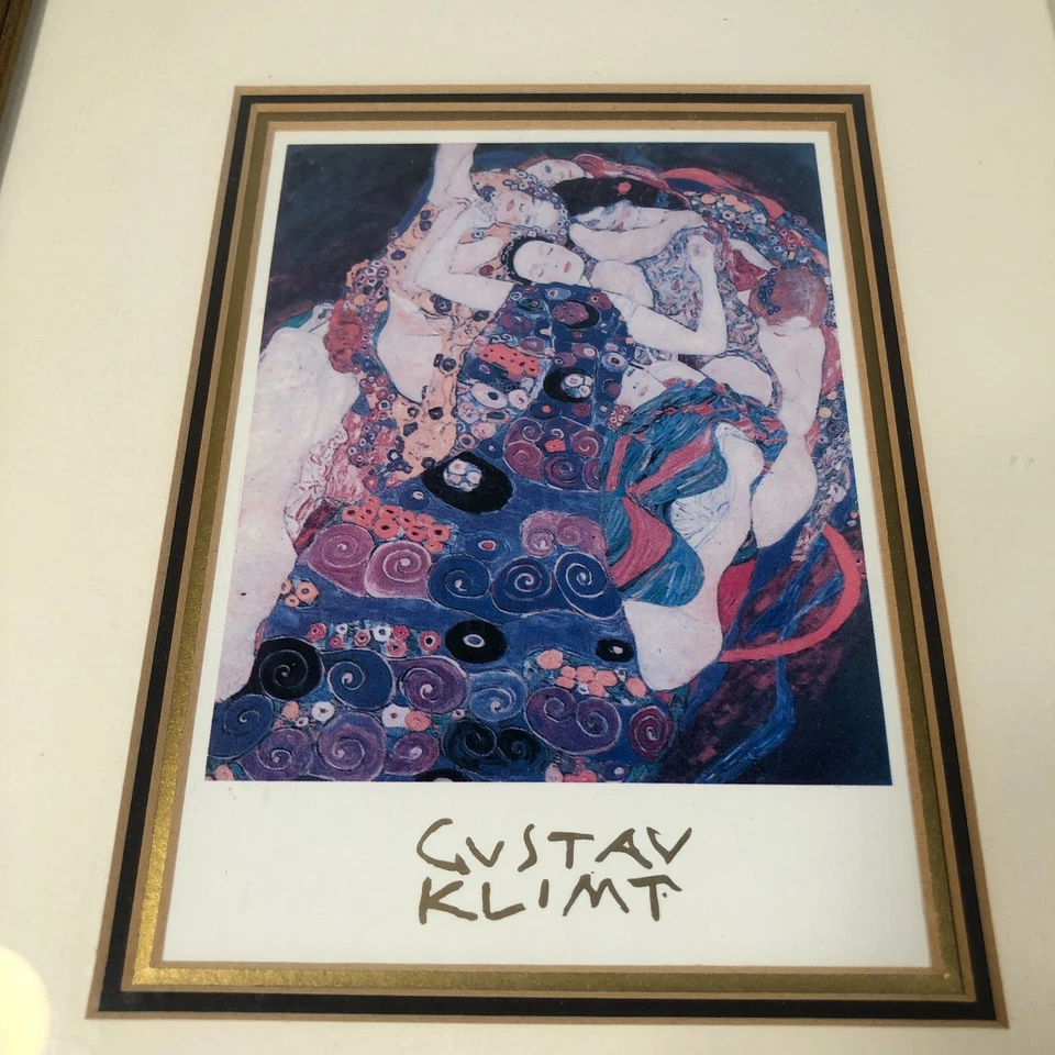 Lote de 4 impresiones artísticas de Gustav Klimt enmarcadas 9,25" x 11,25" cubismo moderno abstracto Foto 2 de 4