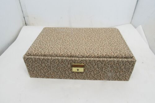 Mid Century Modern Jewelry Box Cloth Covering No Key 12.5" x 8" x 4" - Picture 1 of 8