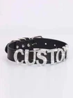 Custom Letters Necklaces 30mm Width Women Men Collar Choker Necklaces PU Leather