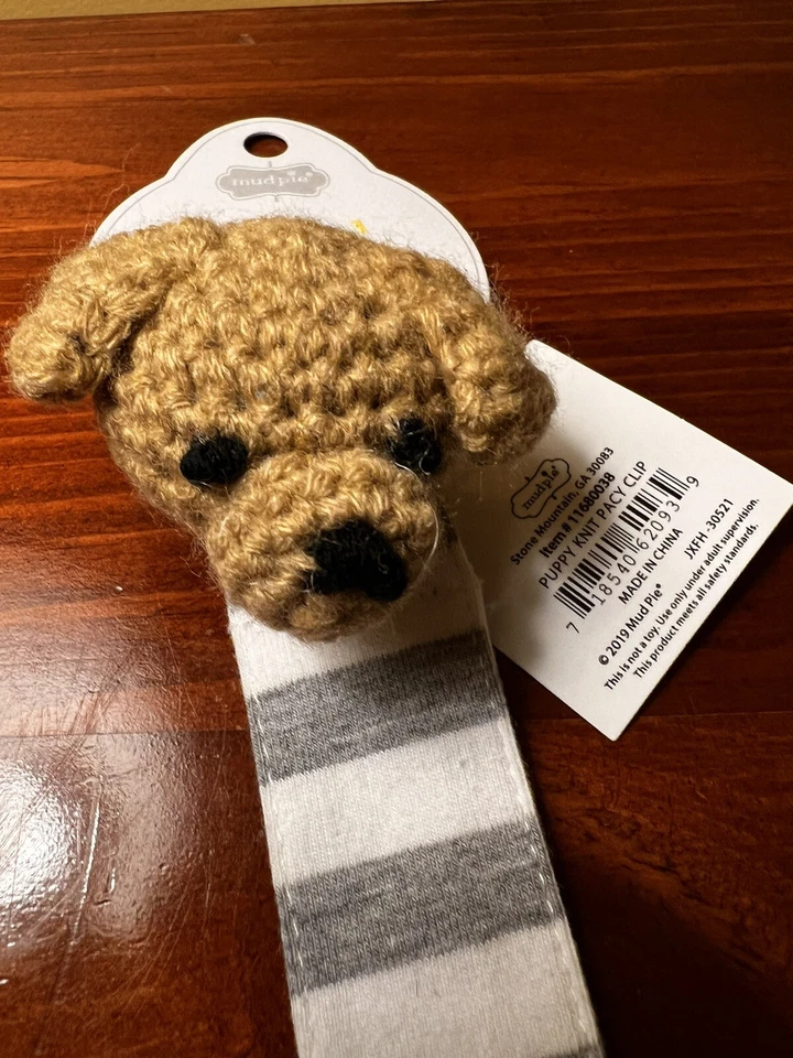 New Mud Pie Dog Knit Stripe Pacifier Pacy Clip Baby Newborn 11680038 NWT - Image 3 of 4