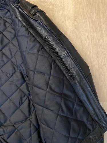 vintage 1990s leather jacket black MOTORCYCLE river road RIDING harley 46 YKK A+ - Picture 8 of 23