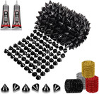 1 Yard Spike for Crafts Stude for Clothing, Black Spike Stud with Glue, Cone Fla
