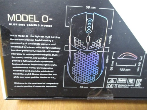 GLORIOUS MODEL O 58G GAMING MOUSE BLACK PART# MODEL-O 100% NEW - Picture 5 of 9