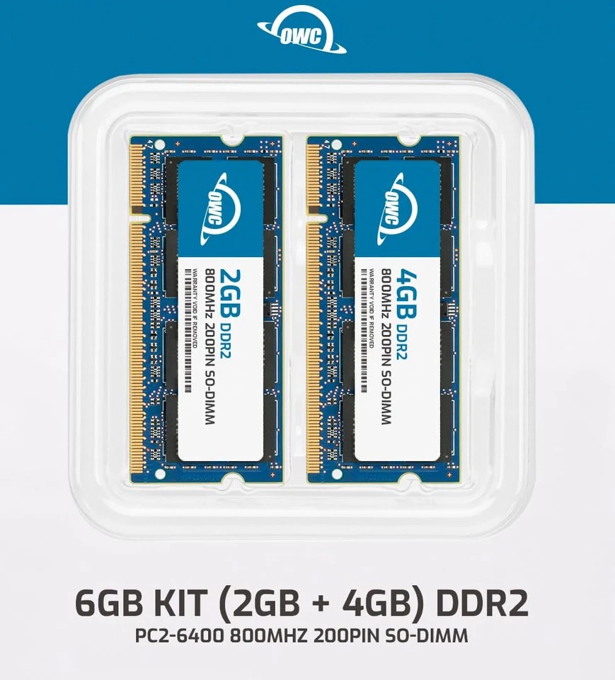 OWC 6GB (2GB+4GB) PC2-5300 Memory RAM Upgrade for MacBook, iMac, Mac mini - Image 2 of 4
