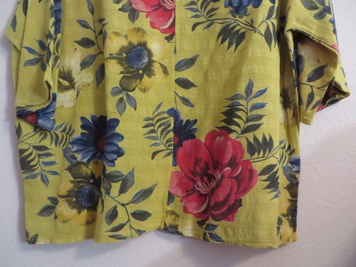 EUC Made In Italy Bold Yellow Floral Short-Sleeve Top - Sz XXL - Picture 9 of 9