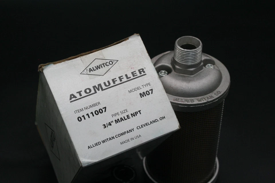 Один (1) воздушный глушитель выхлопной системы Alwitco M07 товар 0111007 3/4 дюйма штекер NPT ATOMUFFLER - Изображение 2 из 4