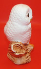 VINTAGE Ceramic Owl Figurine on Log Snow Bird White Pastel 3.5" — photo 4