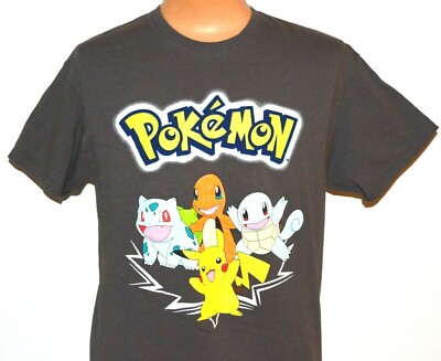 Pokemon T-Shirt, Men's Size LARGE Dark Gray All Cotton Authentic