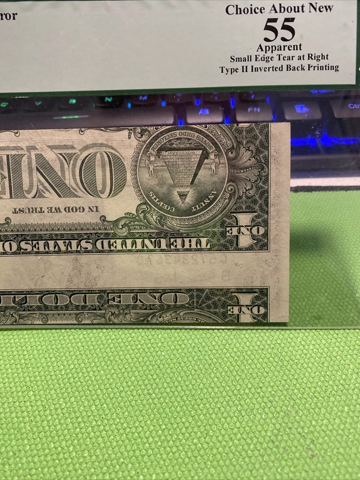 2001 Inverted Back Type Two  Error note upside down PCGS 55 Super Top Rare！ - Image 3 of 4