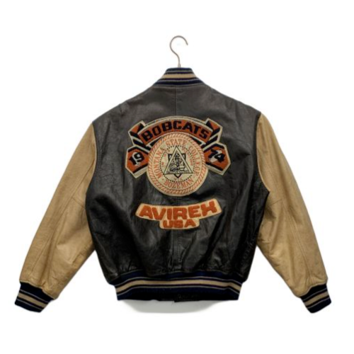 Vintage 90's AVIREX Leather Varsity Jacket Stadium Jacket Bozeman