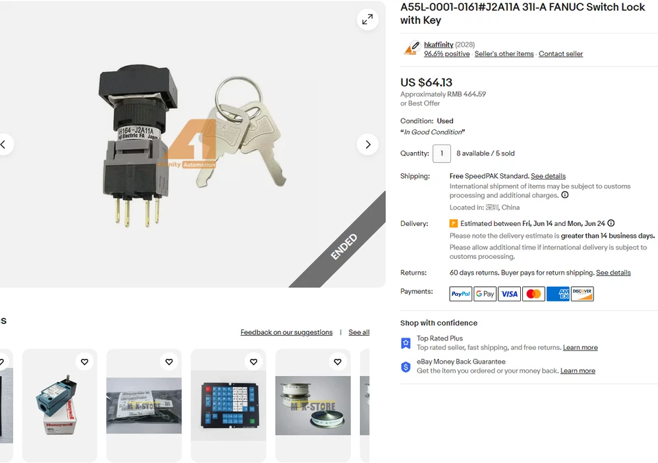 A55L-0001-0161#J2A11A 31I-A FANUC Interruptor Cerradura con Llave Foto 2 de 4