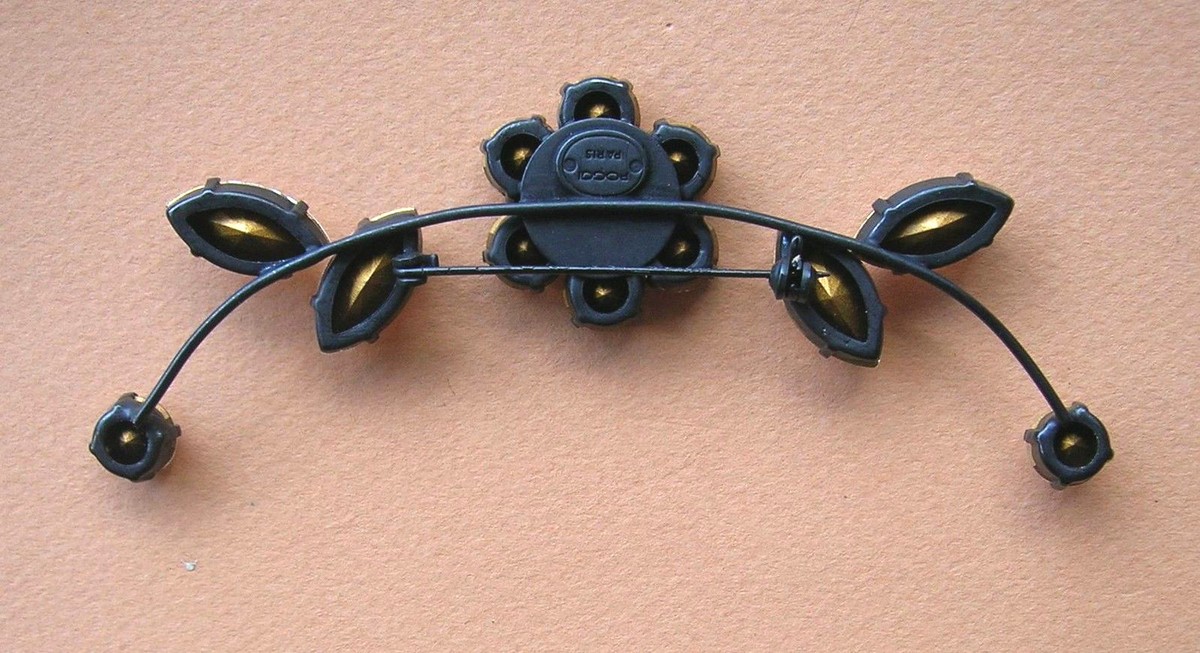 Broche Strass Sur Métal Noir - Modèle Poggi 1064 - Occasion état Neuf